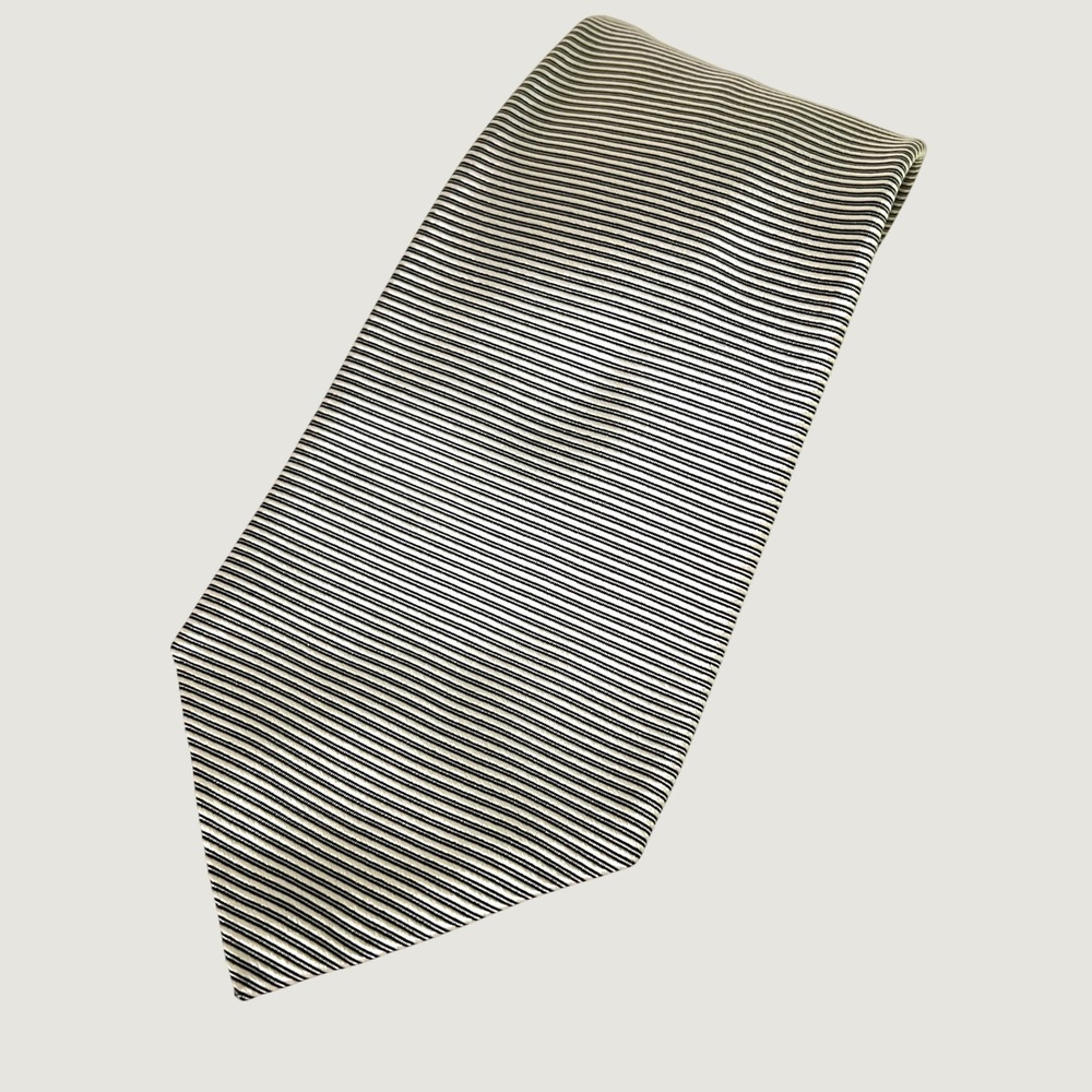 City of London Ferrell Reed Necktie OS Mens Striped Silk Silver Black Business